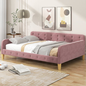 Kiyohiko Modern Velvet Tufted Daybed with Solid Wood Frame and Plush Upholstery