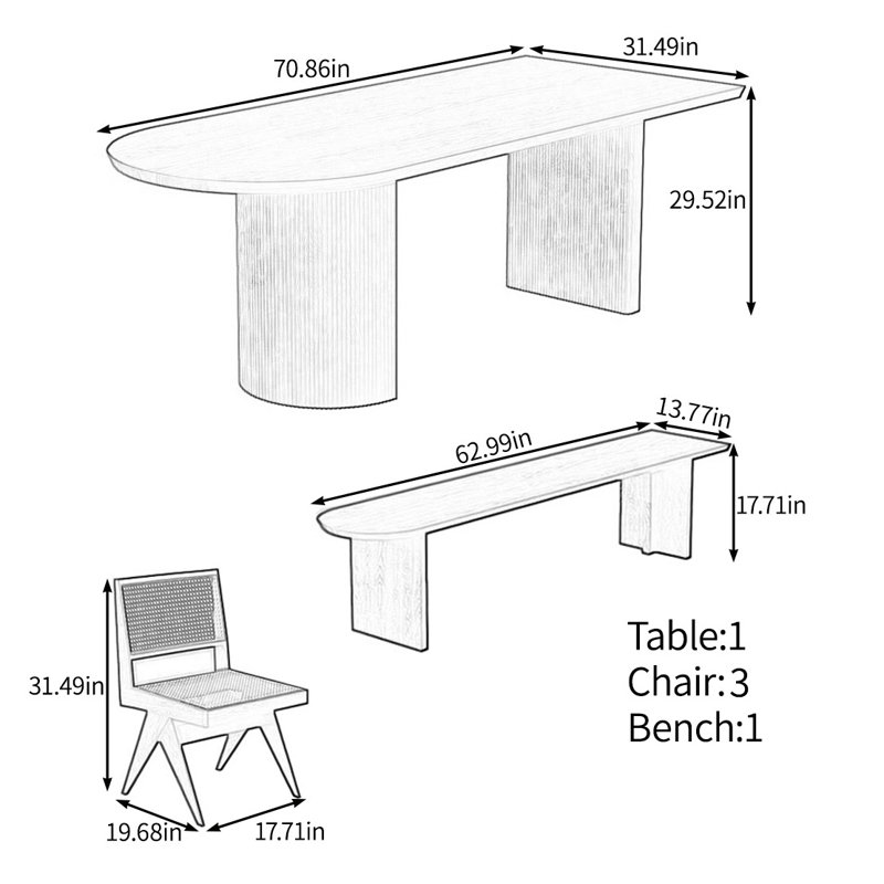 All solid wood creative table set