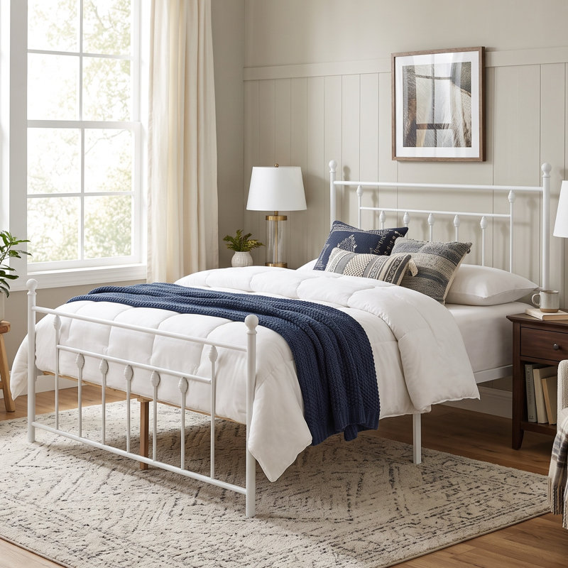 Alderson Metal Open-Frame Bed, King, White