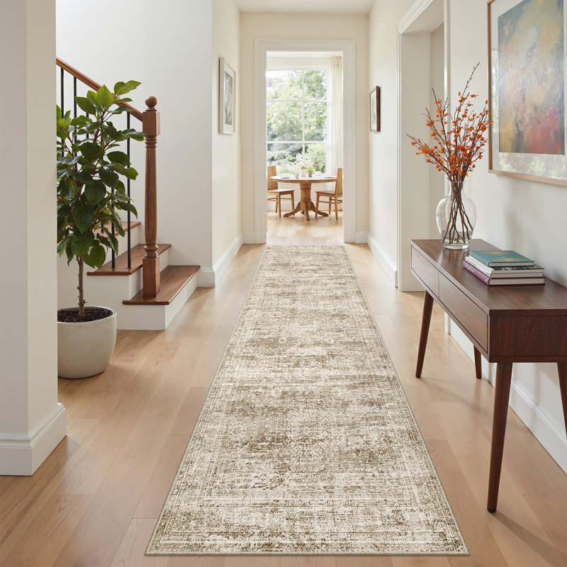 Non-Slip Washable Stain Resistant Area Rug For Living Room Bedroom Dining Room - Brown 2'X8', Runner 2' x 8', Brown