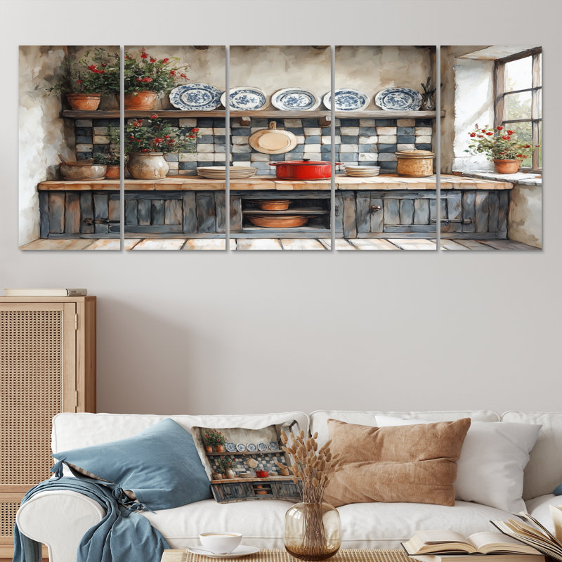 Gray Country Kitchen Rustic Charm I - Ensemble de décoration murale de cuisine, H 32 po x l 80 po