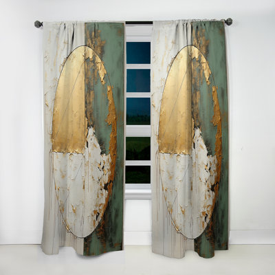 Peinture or et verte Fusion I - Rideau en velours moderne - obscurcissant - 1 panneau