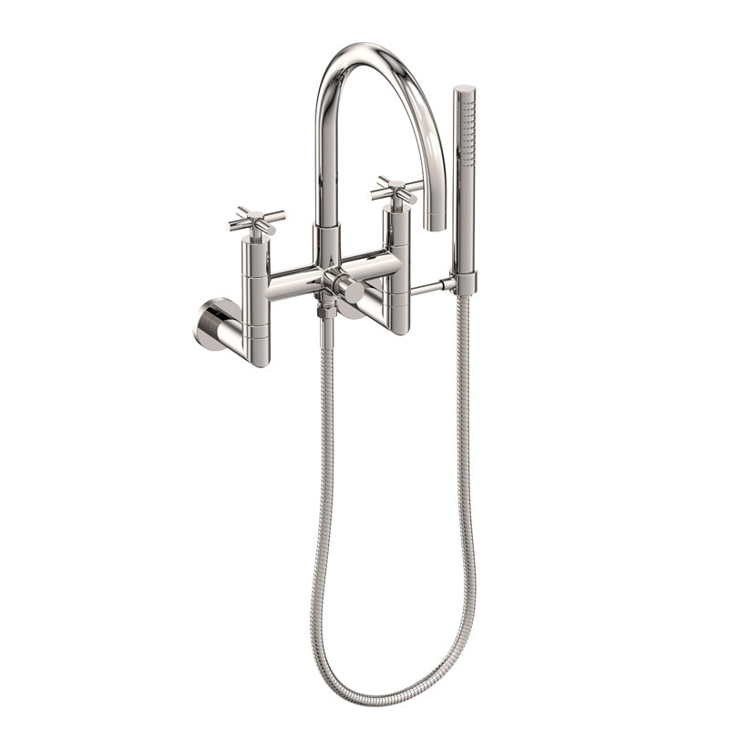 Exposed Tub & Hand Shower Set - Wall Mount, Polished Nickel