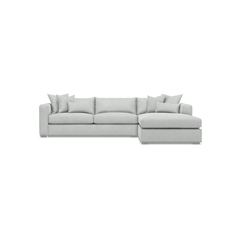 Chaise Sectional, Gray Polyester