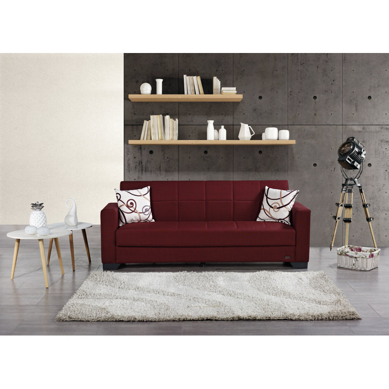 Advika Twin 82'' Upholstered Convertible Sofa, Red