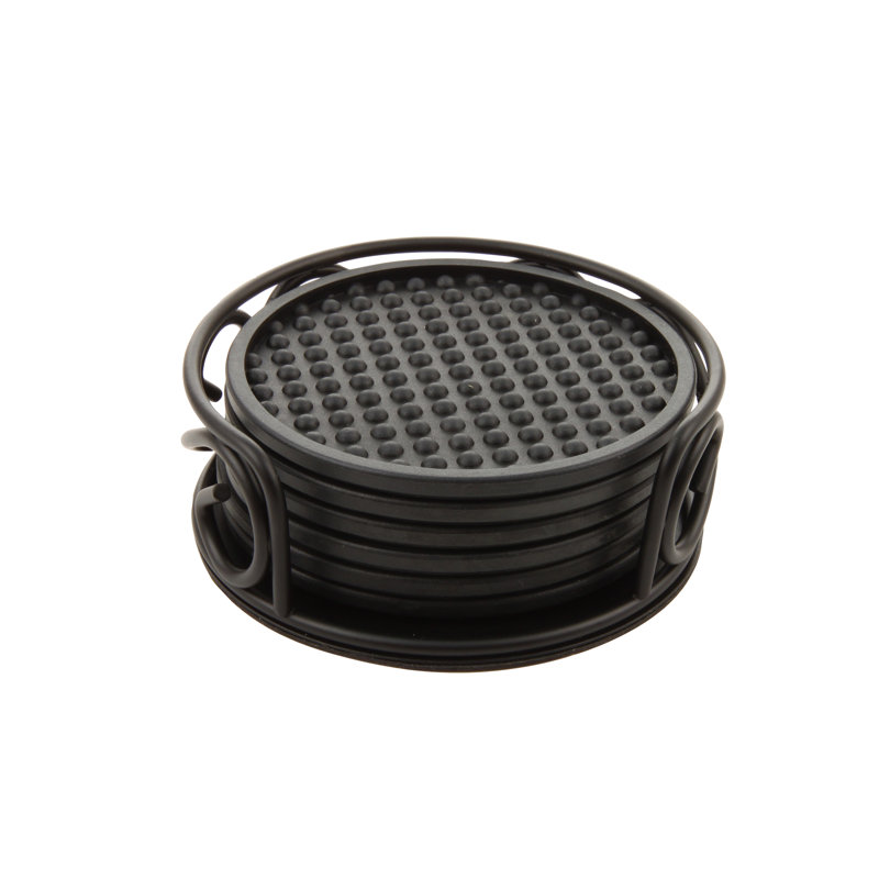 Ensemble de sous-verres avec support Jessica, Noir