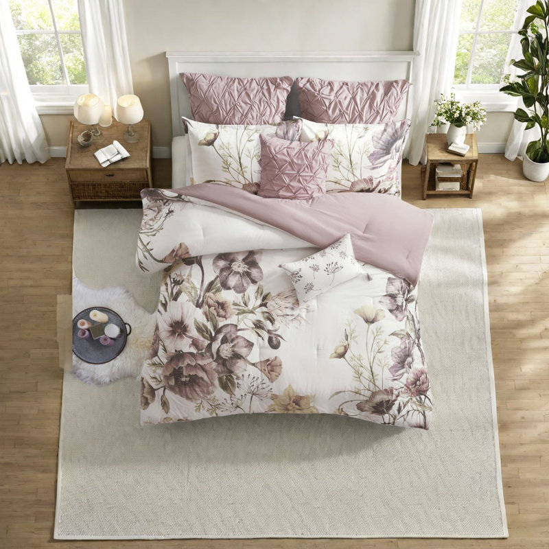 Ensemble de literie de luxe en coton rosé, broderie en polyester, très grand