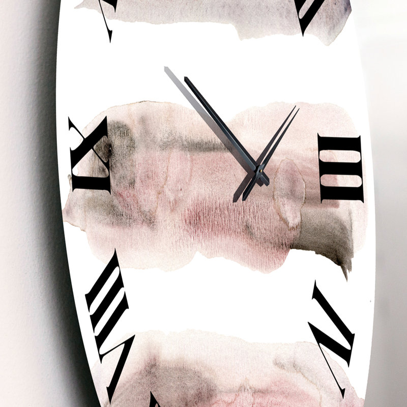 Nuage rose et bleu avec taches beiges II - horloge murale moderne, Petit