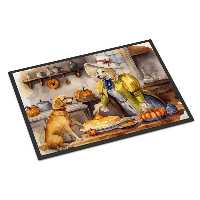 Paillasson Yellow Lab Fall Kitchen Pumpkins DAC1791, L 24 po x L 36 po