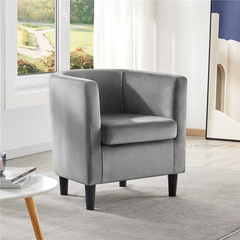 Fauteuil en velours revêtu de tonneau, Velours gris velours