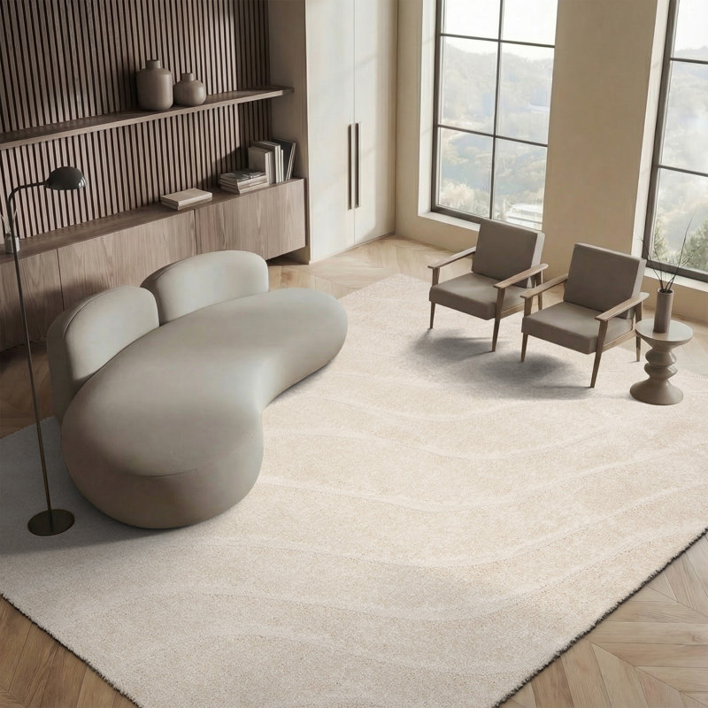 Tapis crème à motif abstrait Ashal, Rectangle 8 pi x 10 pi, Cream