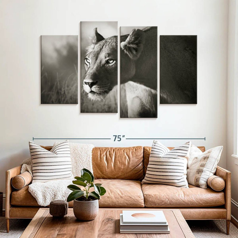 Brampt traçant la lionne, H 42 po x l 68 po