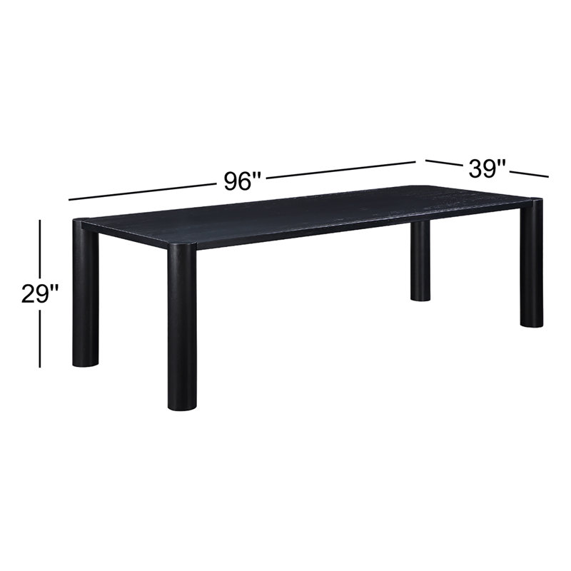Solid Oak Dining Table, 39" W x 96" L, Black