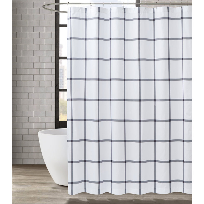 Kenhorst Plaid Shower Curtain, Charcoal Grey/White