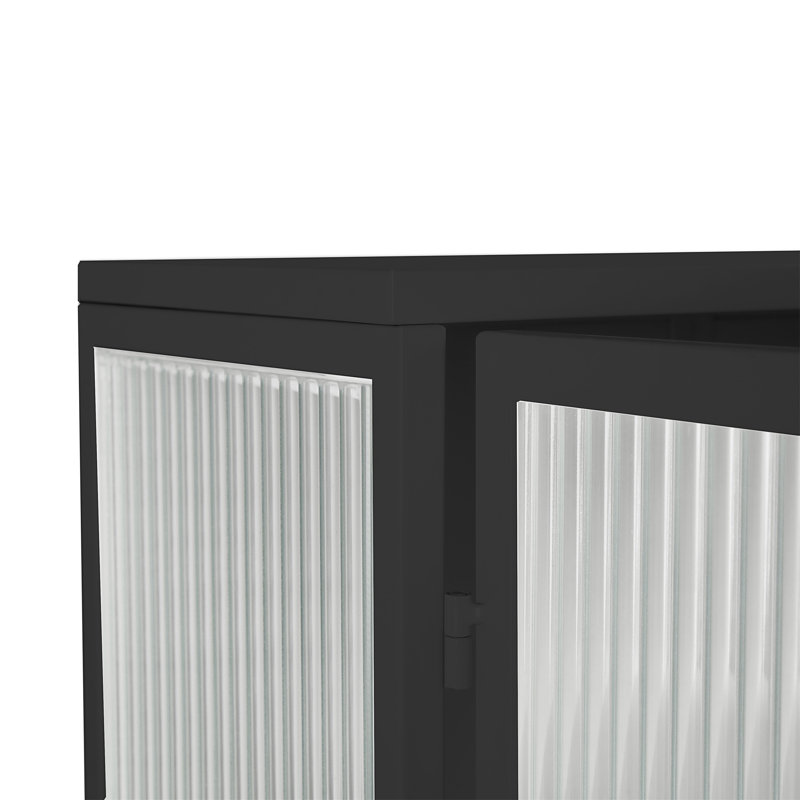 Larock Glass+Metal Wall-mounted Bathroom Cabinet,Wall Cabinet, Black