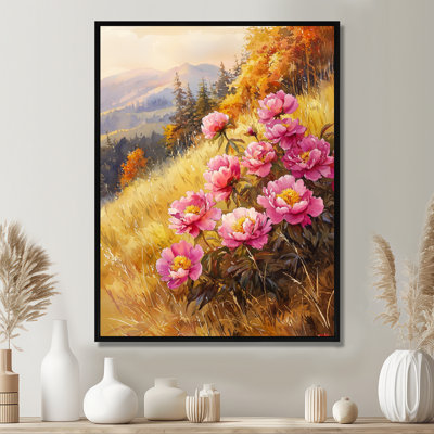 Pivoines à l'automne Hillside I - pivoines, art mural