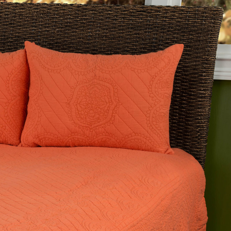 Taie décorative marocaine matelassée Corinne, Très grand, Orange