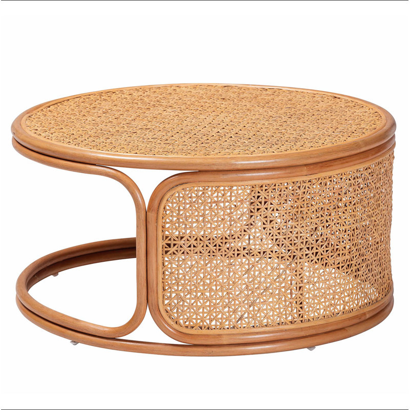 Table basse en rotin miel