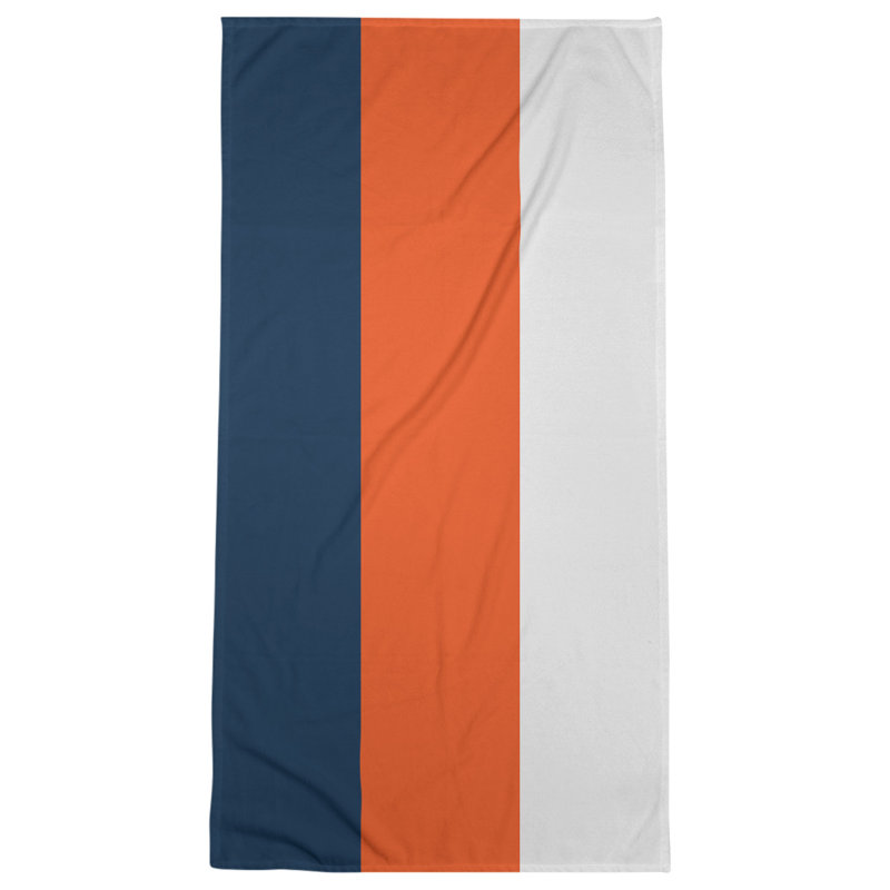 Bath Towel, Blue/Orange/Off White