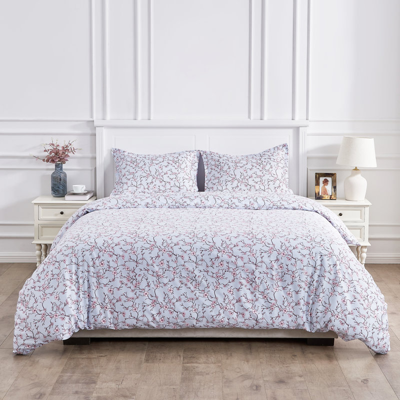 Ensemble de housse de couette 100% satin de coton Aura, Housse de couette pour très grand lit + deux taie