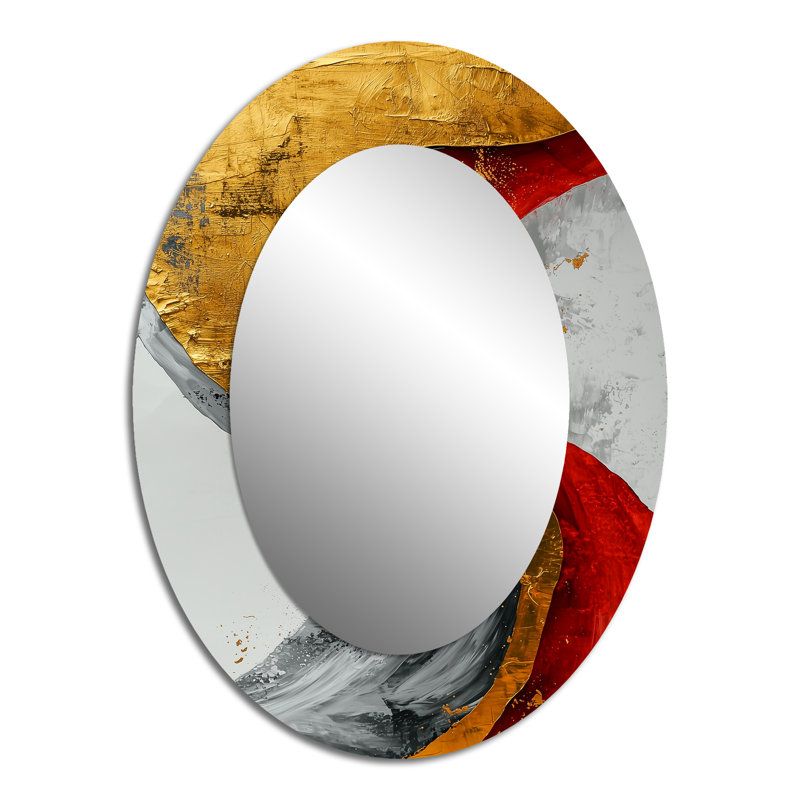 Fractal Volcano And Stone Energy II - Modern Oval Wall Mirror, 40" x 30"