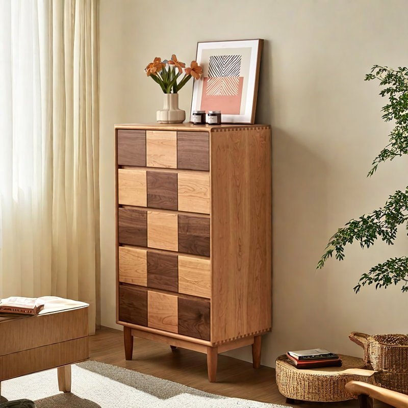 Commode d'appoint en bois massif Simple Checkerboard