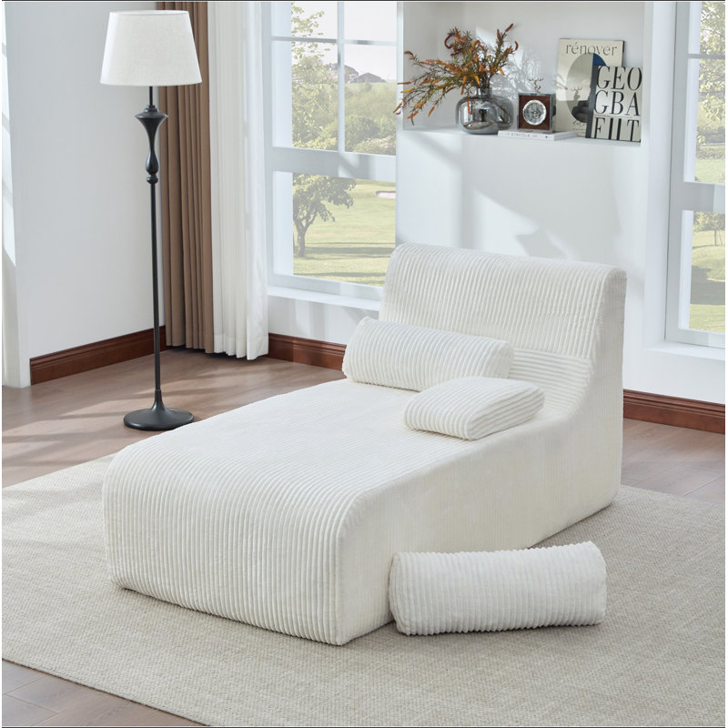 Canapé moderne sans méridienne 34,2 po, White Corduroy