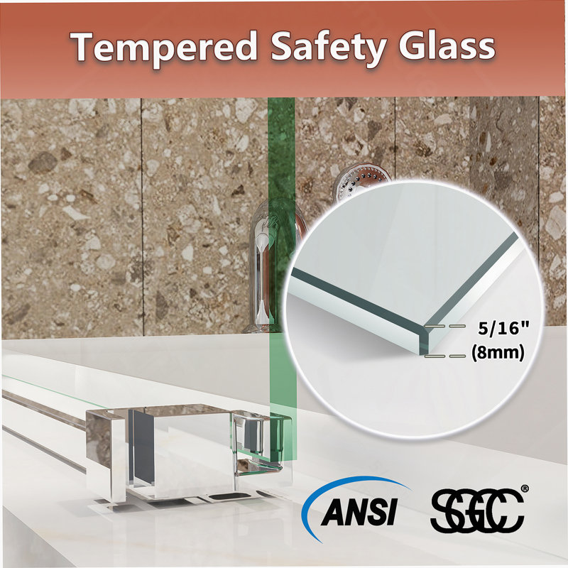 56-60 In. W X 58 In. H Mod Semi-Frameless Sliding Bathtub Door In Chrome With 5/16 In. (8Mm) Clear Glass, Chrome