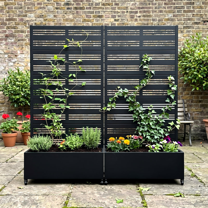 Lit de jardin extérieur surélevé en métal avec treillis, H 73 po x l 35 po x P 16 po