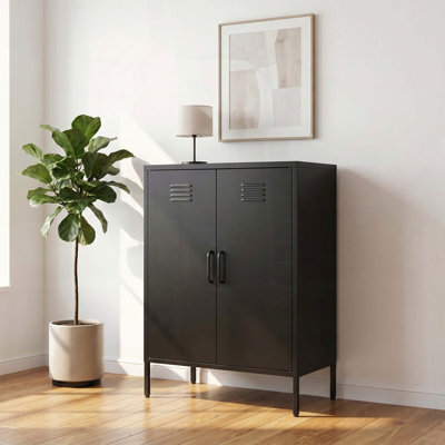Armoire de rangement multifonctionnelle en métal avec tablette et pieds réglables