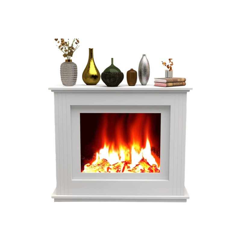 White Manufactured Wood Freestanding Fireplace