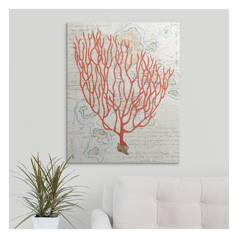 «Textured Coral IV», impression d'art graphique Avery Tillmon, H 30 po x l 24 po x P 1,5 po, Toile
