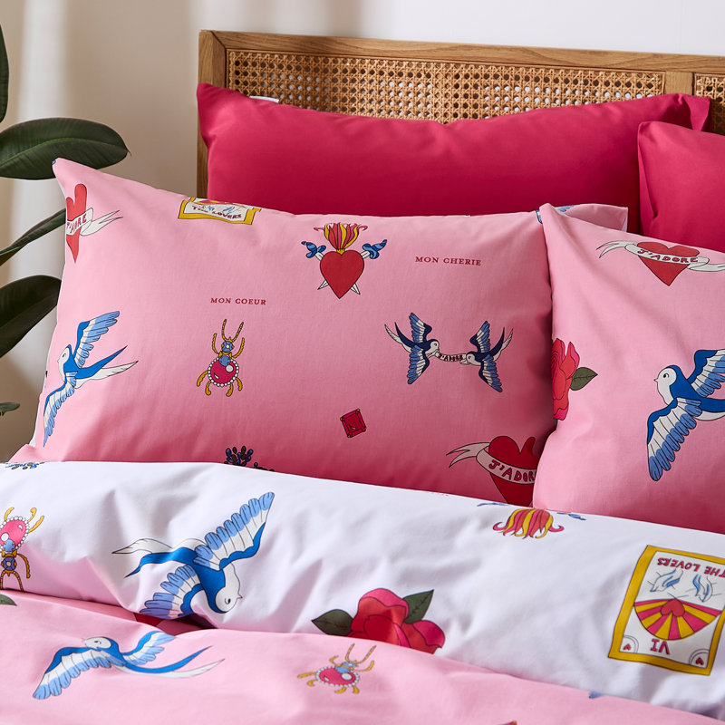 Mon Coeur Cotton Geometric Duvet Cover Set with Pillowcases, Double Duvet Cover + 2 Standard Pillowcases