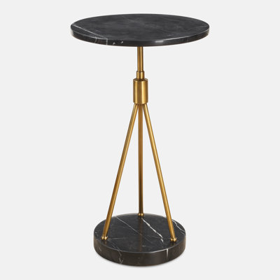 Tenafly Black Marble Accent Table by Everly Quinn