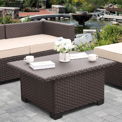 Outdoor PE Wicker Liftable Coffee Table by Latitude Run