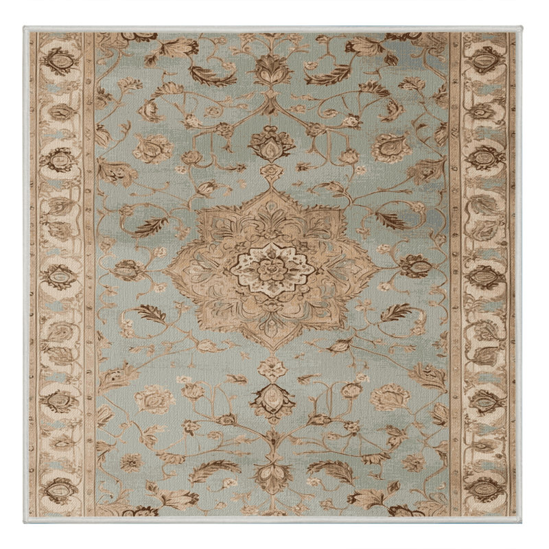 Tapis beige Tabriz lavable à la machine, Carré 3 pi