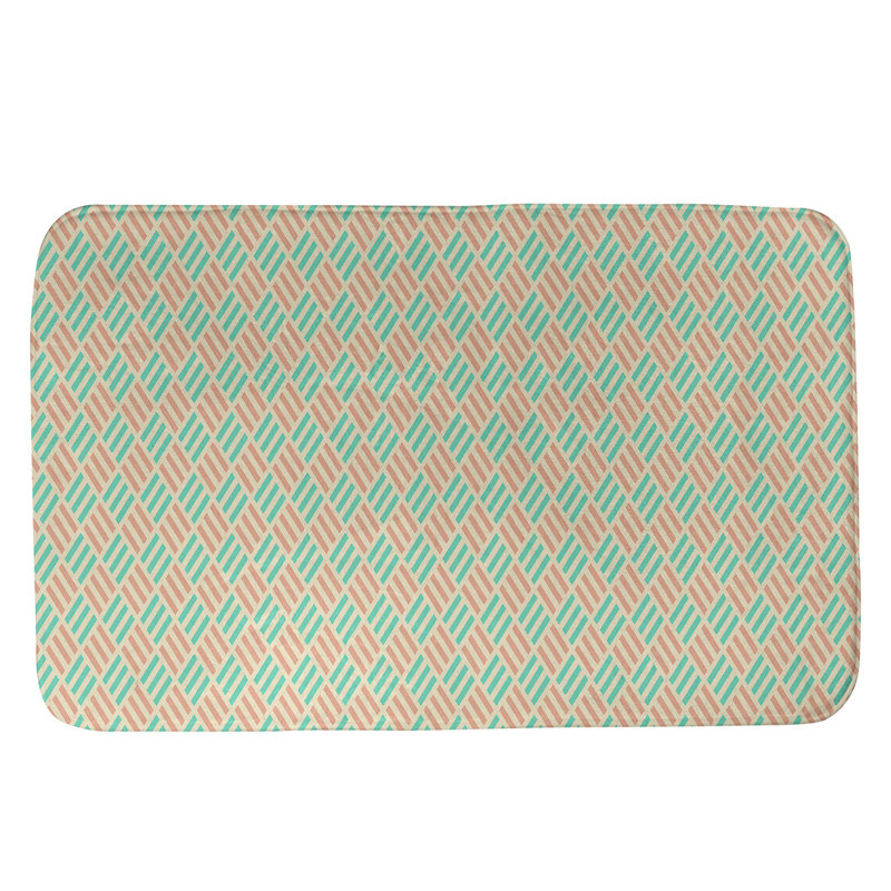 Tapis pour salle de bain diamants Kitterman, l 21 po x L 34 po, Sarcelle / orange