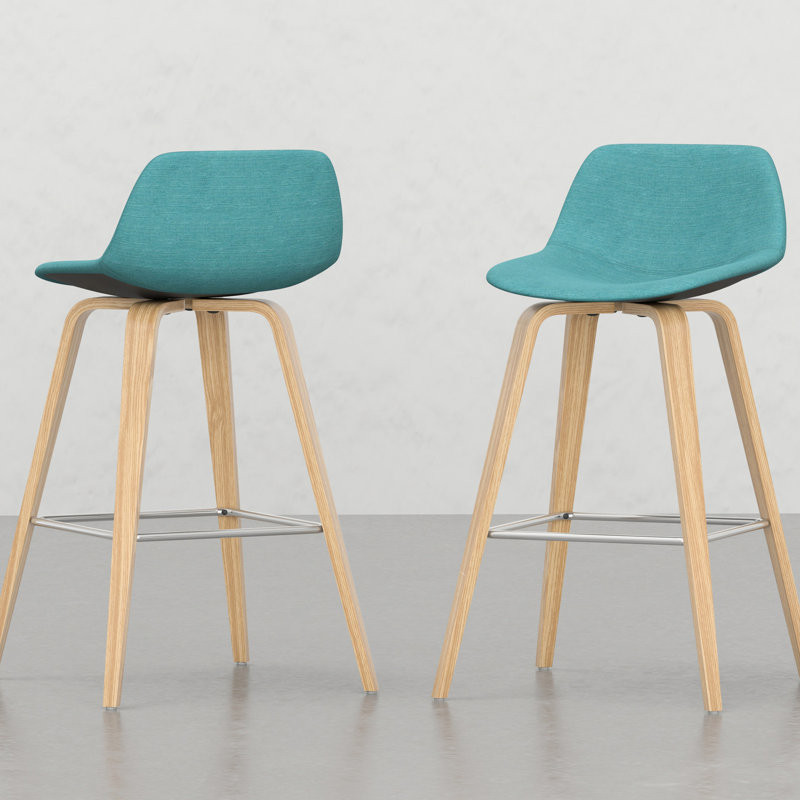 Tabouret Mid-Century (2) - Tabouret de bar bleu 2 pièces