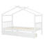 Lit simple en bois avec tiroirs, blanc