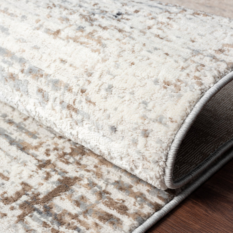 White Tones / Beige Area Rug, Rectangle 9'6" x 13', Gray
