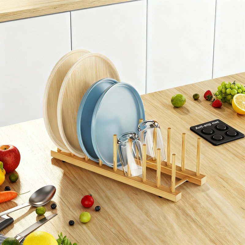 Bamboo Dish Drying Rack For Kitchen Countertop And Cabinets, 1-Tier (Light Brown)