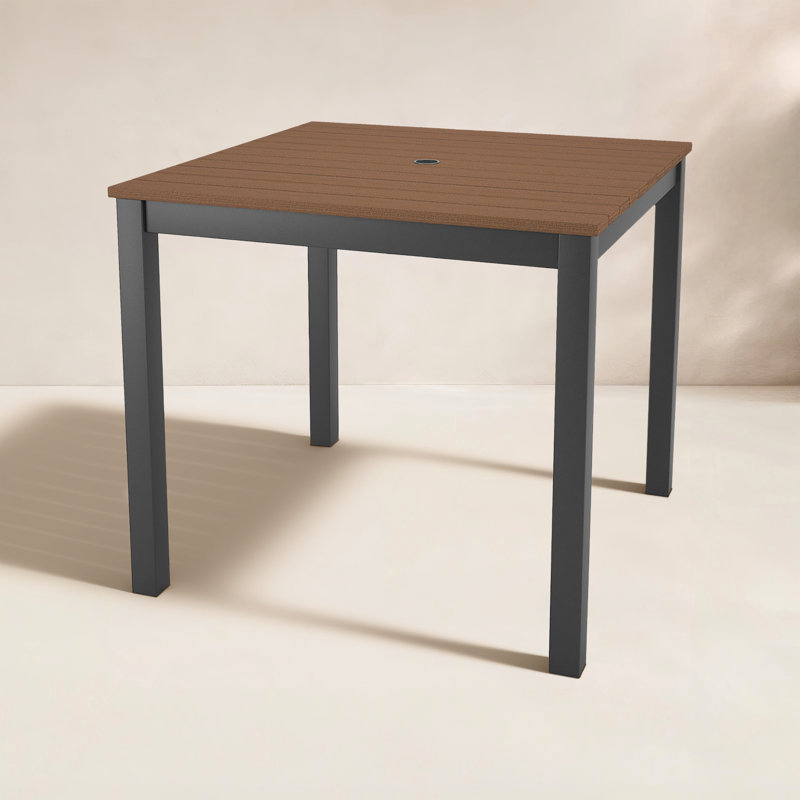 Townsend Square Plastic Top Dining Table, 33" W x 33" L x 29" H, Brown