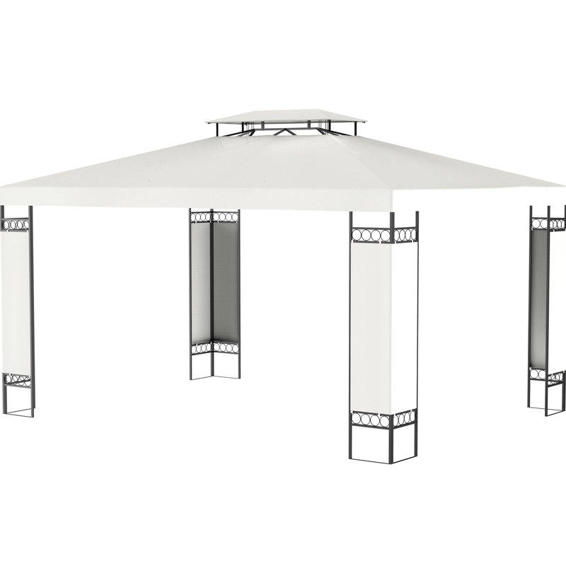 Pavillon de jardin crème blanc 10 pi x 13 pi - Abri à double toit pour patio, jardin, pelouse avec auvent, pour pelouse, utilisation