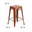 Tabouret à hauteur de comptoir 24 po intérieur / extérieur en métal avec siège carré-1214741087-1214741078-1292562119