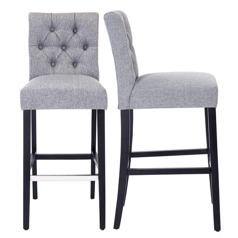 Tabouret de bar et de comptoir Wren (ensemble de 2), Gris, Noir, Tabouret de bar (siège d'une hauteur de 29 po)