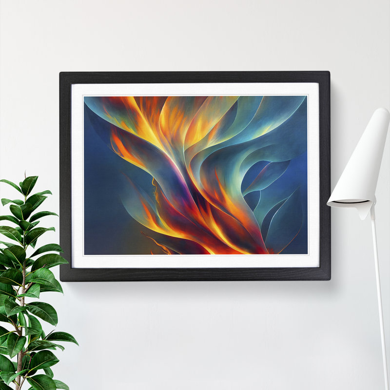 Revered Modern - Single Picture Frame Painting, 25cm H x 34cm W x 2cm D, Black Framed