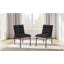 Ensemble de 2 chaises de salle à manger en tissu noir avec pieds en fer noir