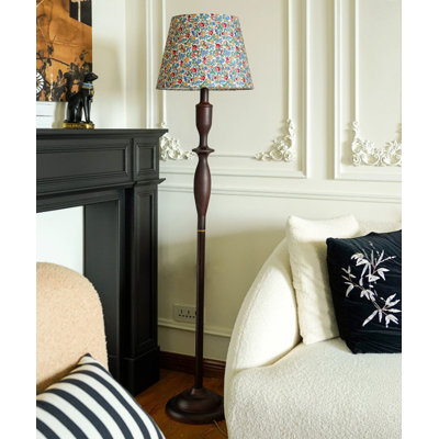 Nut-brown Cotton and Linen+Solid Wood Free Form Floor Lamps