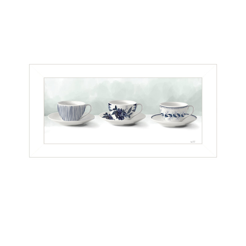 Multicolore, prêt-à-accrocher tasses et soucoupes Hilrich, 12 x 1 x 21 po, cadre blanc, multicolore, suspendu, 11,7 x 0,98 x 20,98