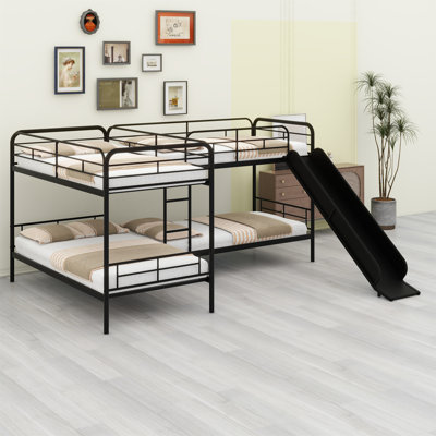 L-Shaped Bunk Bed With Slide And Ladder
